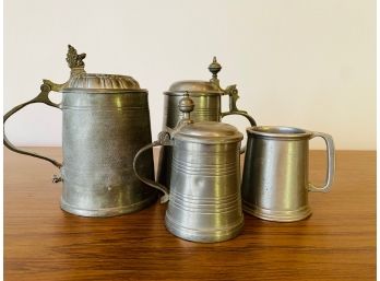 Collection Of Vintage Pewter Steins