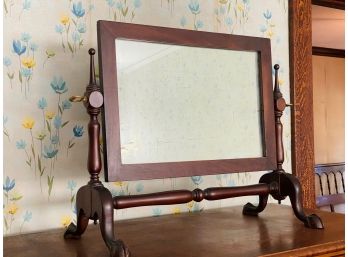 Antique Solid Hardwood Table Top Shaving Mirror