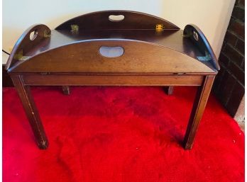 Vintage Solid Mahogany Butler's Hinged Tray Table