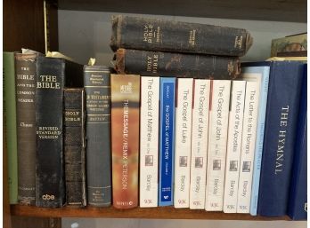 Large Collection Of Religious Books Including Old Bibles