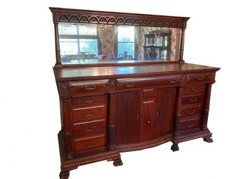 Antique Solid Mahogany Sideboard With Mirror Circa 1927