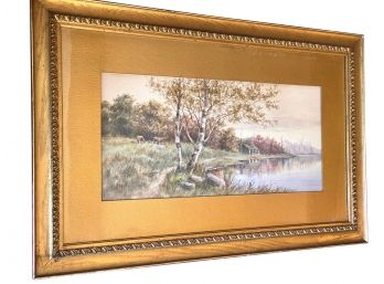 Vintage Framed Watercolor Painting Artist Signed A. Matthews