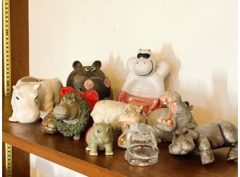 Collection Of Hippos And Other Animal Figurines