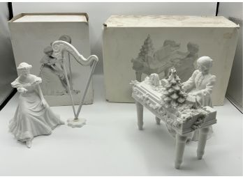 2 Winter Silhouttes ~ Department 56 ~ Accompanying A Carol & Christmas Harpist