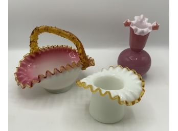 3 Pc Fenton Vintage Glass Lot