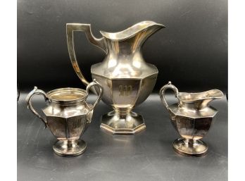 Vintage Silver Plate Sheffield Platter W/pitcher, Cream & Sugar