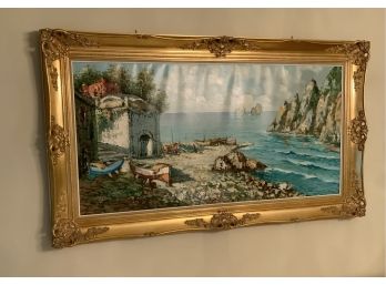 Beautiful Italian Coastline Oil Painting