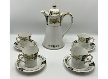 Noritake Chocolate Pot & 4 Cups W/saucers