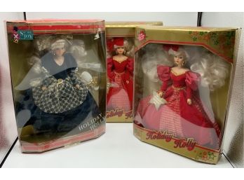 3 Holiday Holly Dolls ~ New In Boxes ~