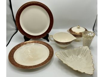 3 Pc American Limoges Hazelwood 22K Gold Warrented & 2 Pcs Lenox