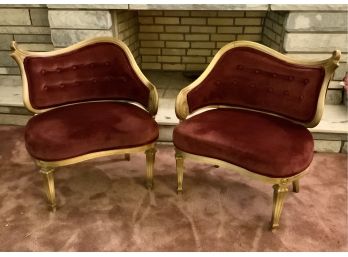 2 Vintage French Provincial  Velvet Chairs