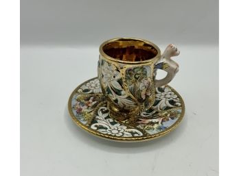 Capodimonte Guilded Demitasse Cup & Saucer