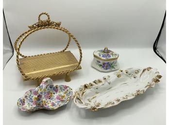 Gold Basket, Chintz Porcelain & More