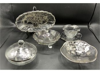 Silver Over Lay Glassware Lot