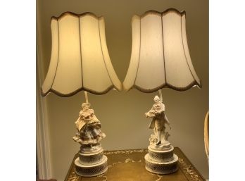 Pair Victorian  Porcelian Lamps