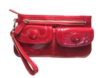 Vintage Lipstick Red Patent Leather Wristlet