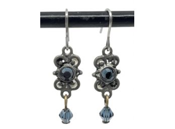 Petite Blue Crystal Dangle Earrings