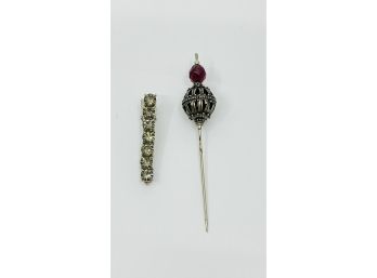 Vintage Rhinestone Hair  Clip And Hatpin