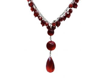 Ann Taylor Romantic Red Crystal Necklace - New With Tag