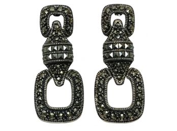 Vintage Marcasite Sterling Drop Earrings