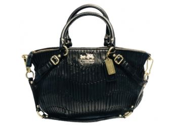 Coach Sophia Madison Black Leather Pleated Satchel