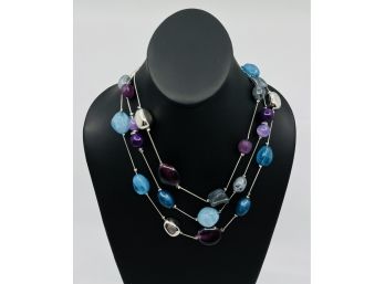 Triple Strand Necklace With Beachy Colors - New With Tags