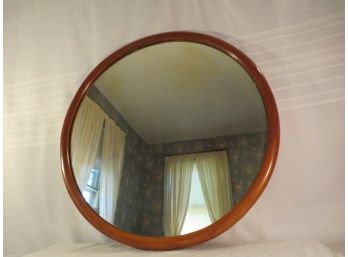 Round Solid Wood Wall Mirror