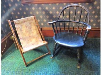 2 Children Chairs Bent & Bros Windsor Rocker And Sling Chair