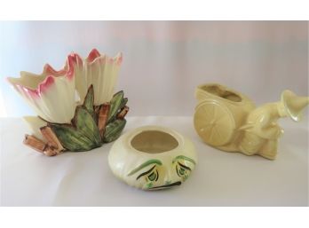 Collection Of 3 Mid-century Ceramic Planters