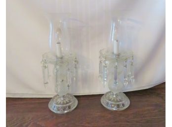 Pair Of Electrified Glass Candleabras