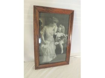 Antique Victorian Mother And Child Framed Print