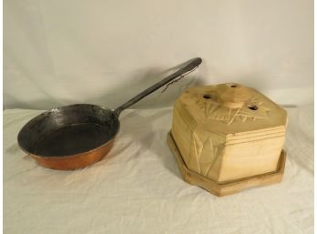 Antique Tin Lined Copper Skillet Pan And Shaker