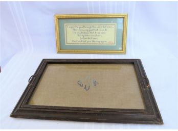 Needlepoint Framed Art And Wood Serving Tray