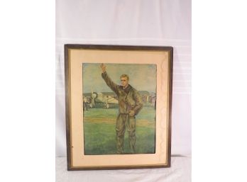 Vintage Lithograph Framed Charles Lindbergh Spirit Of St. Louis