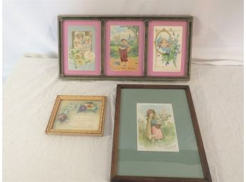 3 Antique Victorian Framed Lithographs