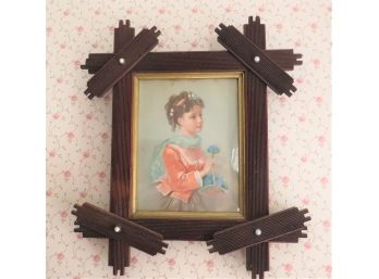 Antique Adirondack Framed Victorian Color Lithograph