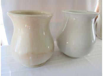 2 Antique Ironstone Planter Vases