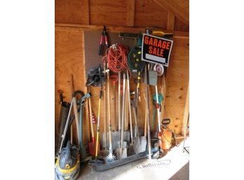 Wall Of Garden Tools And Garden Equipment