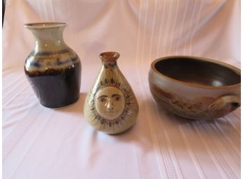 3 Glazed And Studio Pottery Pieces