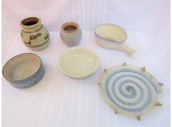 Mid-century Modern Studio Pottery Lot 6 Pieces Some Signed 1 Of 2