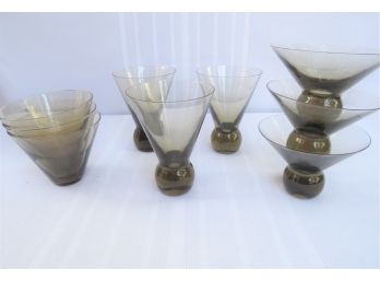 Mid-century Modern Smoked Glass Martini Glasses