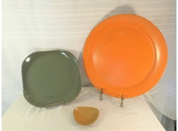 Mid-century Russel Wright Platter, Orange Tray And Atomic Dish