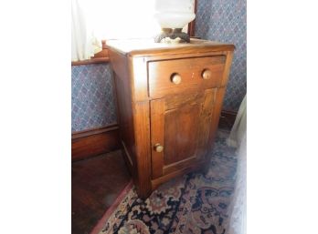 Pine End Side Table With Doors And Drawer