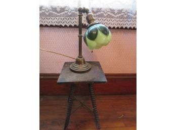 Vintage Tulip Style Table Lamp And Victorian Plant Stand