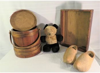 Firkin Bucket And Wood Decor Dutch Clogs