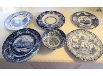 Assortment Of Blue & White China Dinnerware