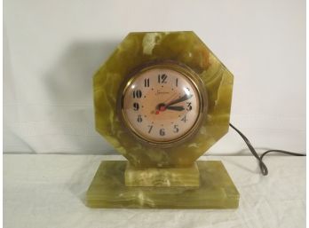 Sessions Art Deco Green Marble Mantle Clock