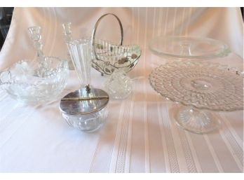 Collection Of Clear Glassware Serving Pieces