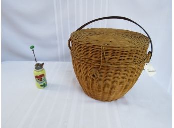 Hat Pin Holder With Wicker Picnic Basket