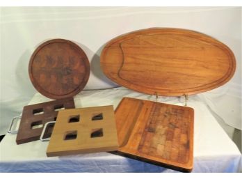 Wooden Tray And Cutting Board Lot Including Dansk Wood Board